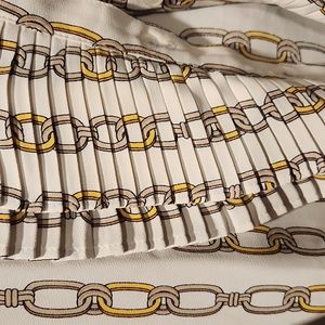 Ann Taylor Chain print ruffle front blouse